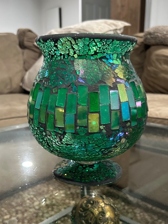 Other - Mosaic Green Pedestal Candle Holder